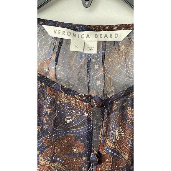 NEW $595 VERONICA BEARD "Kerri" Floral Paisley Silk Chiffon Ruched Mini Dress 10 - Picture 7 of 10